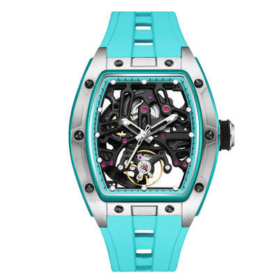 New Skeleton Dial Watches for Men Stainless Steel Case Automatic Mechanical Wristwatch Waterproof Luminous Sport Watch 9198-1-0